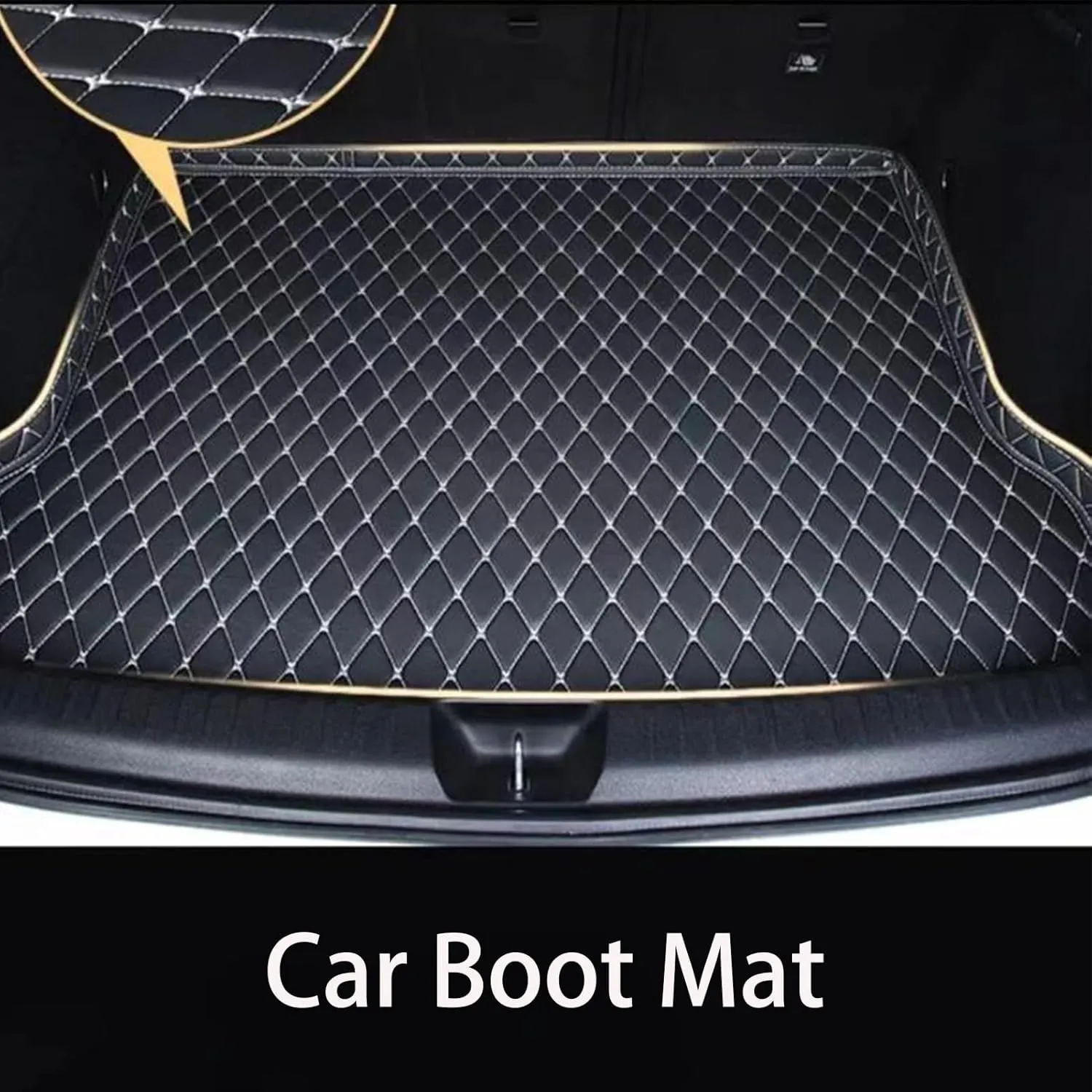 Car Trunk Mat for Mitsubishi Mirage 2012-2022, PU Leather Car Trunk Mat, Durable Waterproof, Car Boot Protector Liner, Interior Accessories,Black-Red