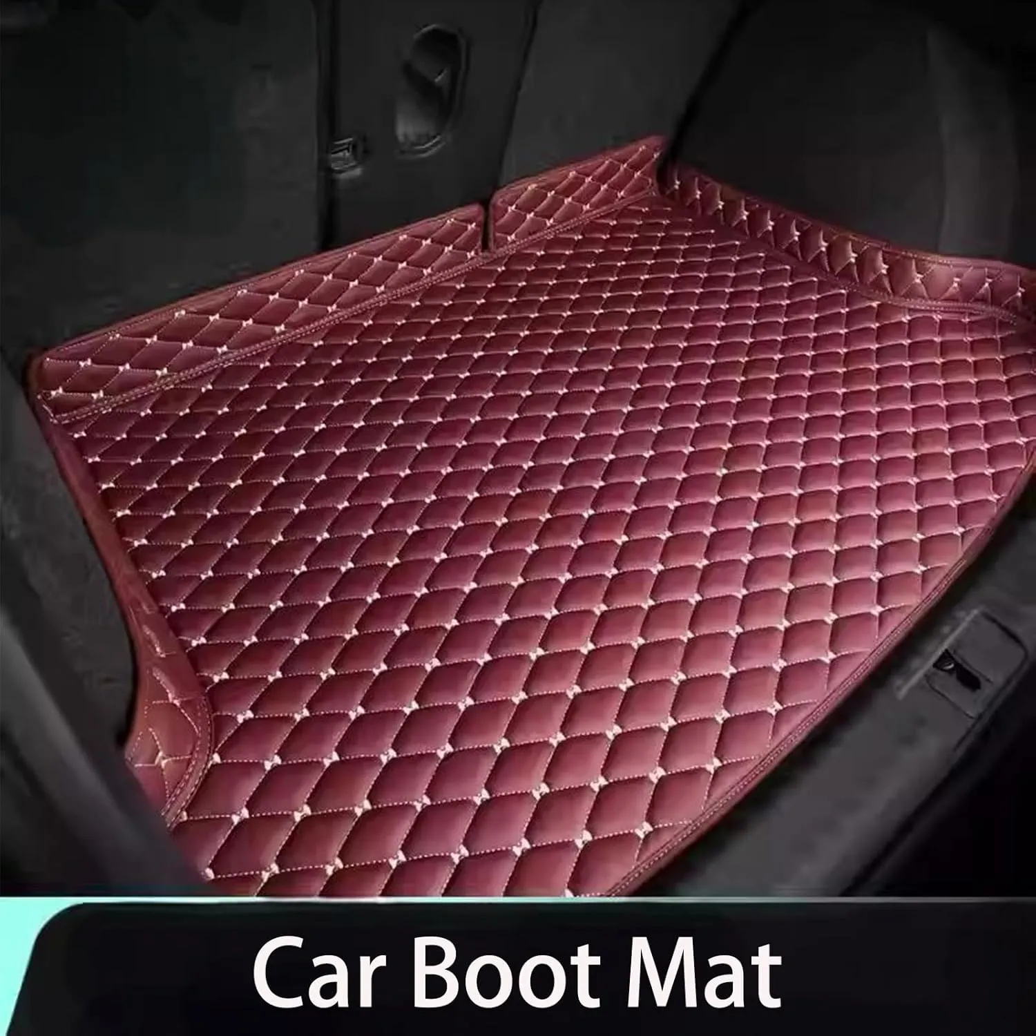 Car Trunk Mat for Mitsubishi Mirage 2012-2022, PU Leather Car Trunk Mat, Durable Waterproof, Car Boot Protector Liner, Interior Accessories,Black-Red