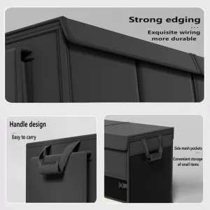 Car Trunk Organizer For Volkswagen VW Atlas Cross Sport 2020 2021 2022 2023 2024, With Velcro Large Capacity Foldable Waterproof Multi Layer Design Portable Travel Bag,XL-Black