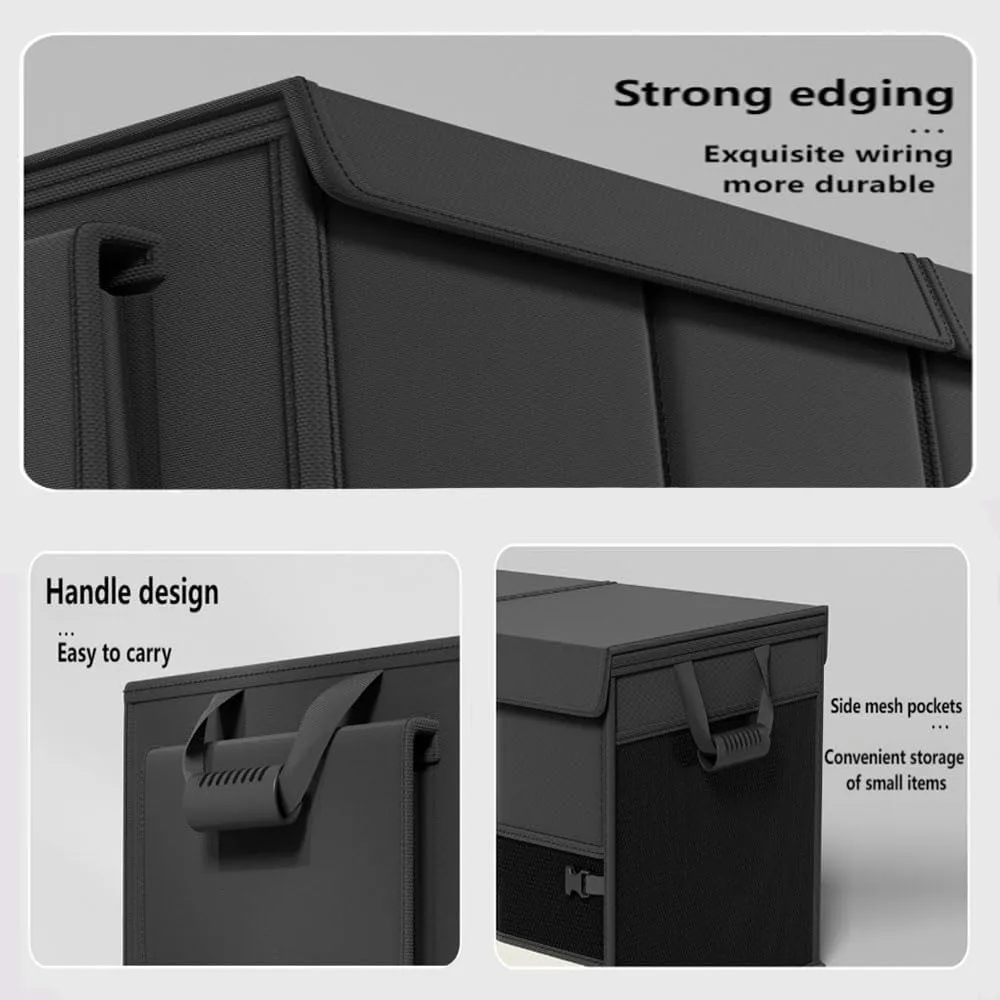 Car Trunk Organizer For Volkswagen VW Atlas Cross Sport 2020 2021 2022 2023 2024, With Velcro Large Capacity Foldable Waterproof Multi Layer Design Portable Travel Bag,XL-Black