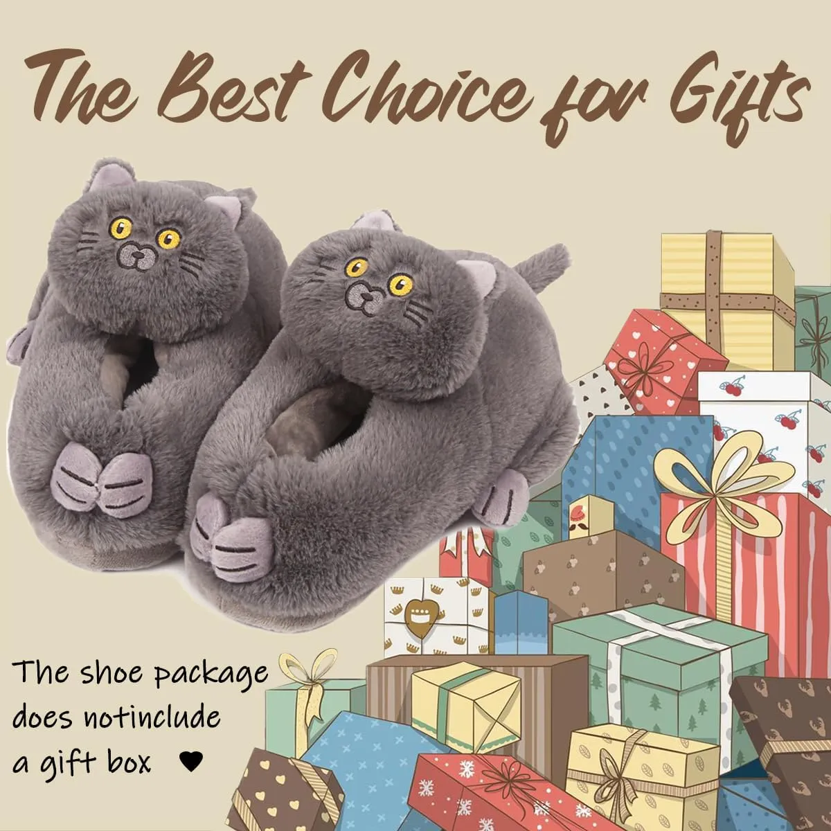Caramella Bubble Cute Animal Slippers: Fuzzy Memory Foam Cat Slippers for Women, Plush Home Indoor/Outdoor Warm Winter House Shoes