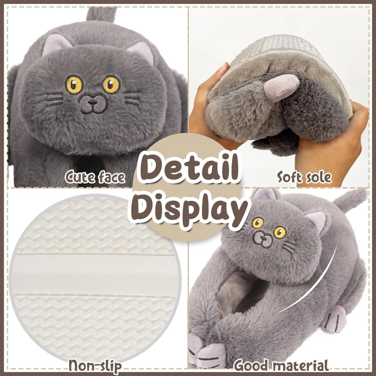 Caramella Bubble Cute Animal Slippers: Fuzzy Memory Foam Cat Slippers for Women, Plush Home Indoor/Outdoor Warm Winter House Shoes