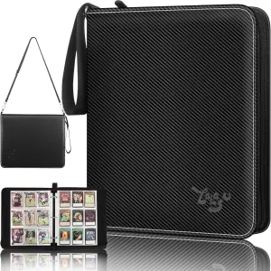 Card Binder 9 Pocket, 2024-2025 Trading Card Binder with Strap and Wristband, 990 Double Sided Pockets Sleeves PU Card Albums Fit for MTG, TCG, Sports Cards for Collectors Boys and Girls Gift
