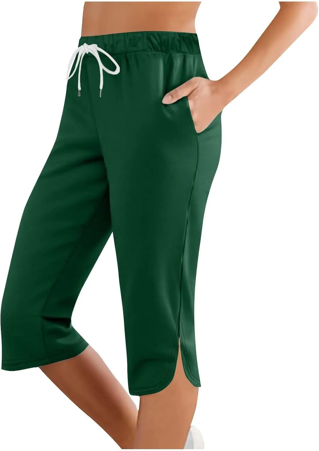Cargo Capri Pants for Women Wide Leg Linen Pants for Women Loose High Waisted Wide Leg Lounge Drawstring Casual Palazzo