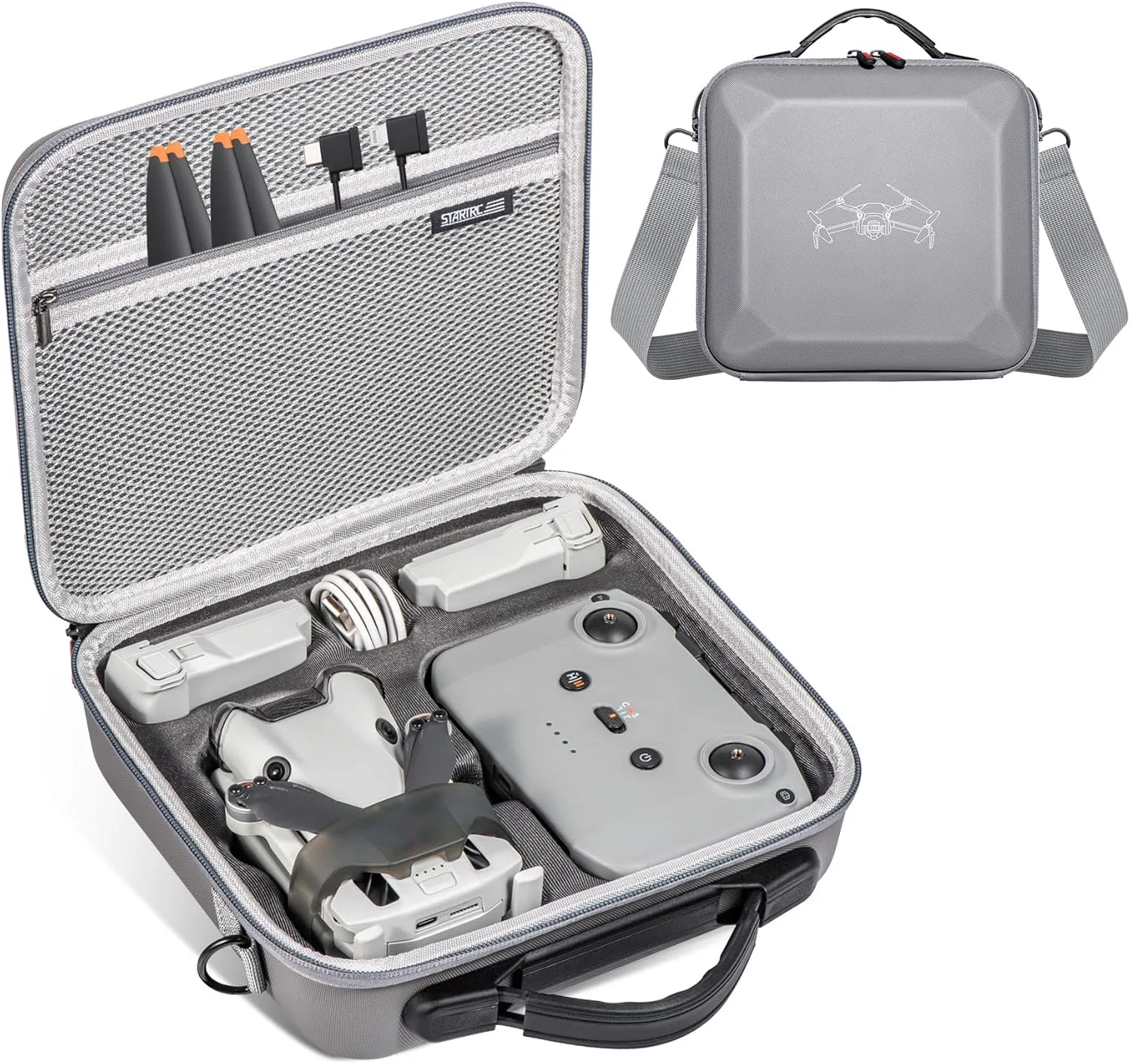 Carrying Case for DJI Mini 4 Pro/ min3 / 3Pro and Accessories, Mini 3 Case Special for RC-N1 /N2 Non-Screen Controller Combo with Shoulder Strap, Waterproof PU Leather Drone Bag for Travel and Storage