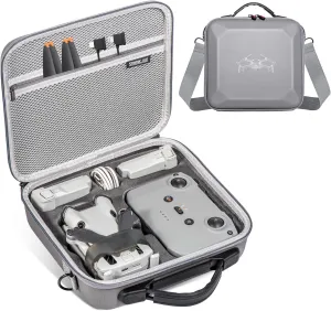 Carrying Case for DJI Mini 4 Pro/ min3 / 3Pro and Accessories, Mini 3 Case Special for RC-N1 /N2 Non-Screen Controller Combo with Shoulder Strap, Waterproof PU Leather Drone Bag for Travel and Storage