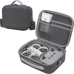 Carrying Case for DJI Neo, Portable PU Leather Storage Shoulder Bag for DJI Neo Combo, Compatible with RC-N3/N2 Remote Controller, Neo Battery, Charging Hub and other Accessories, Grey