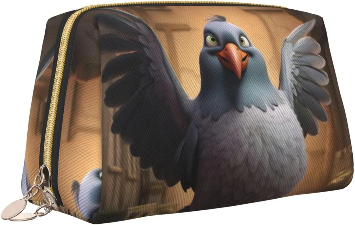 Cartoon Pigeon 1 Leather Toiletry Organizer Bag, Travel-Friendly Makeup Pouch For Women