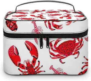 Cartoon Red Crab Lobster Fashionable Portable Makeup Bag, Travel Makeup Bag Storage,