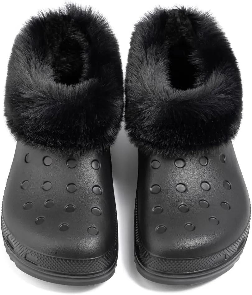 Casazoe Unisex-Adult Lined Clogs Women Men Waterproof Winter Warm Fuzzy Slippers Fleece Lining House Slippers Lightweight Outdoor Indoor Home Shoes
