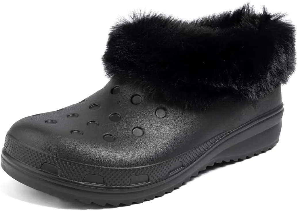 Casazoe Unisex-Adult Lined Clogs Women Men Waterproof Winter Warm Fuzzy Slippers Fleece Lining House Slippers Lightweight Outdoor Indoor Home Shoes
