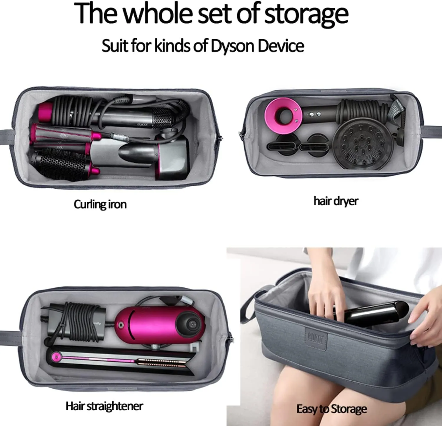 Case for Dyson Hair Dryer,Dustproof Storage Bag Travel Carrying Case for Dyson Supersonic for Dyson Airwrap for Dyson Corrale Hair Dryer Case Bag (Black)
