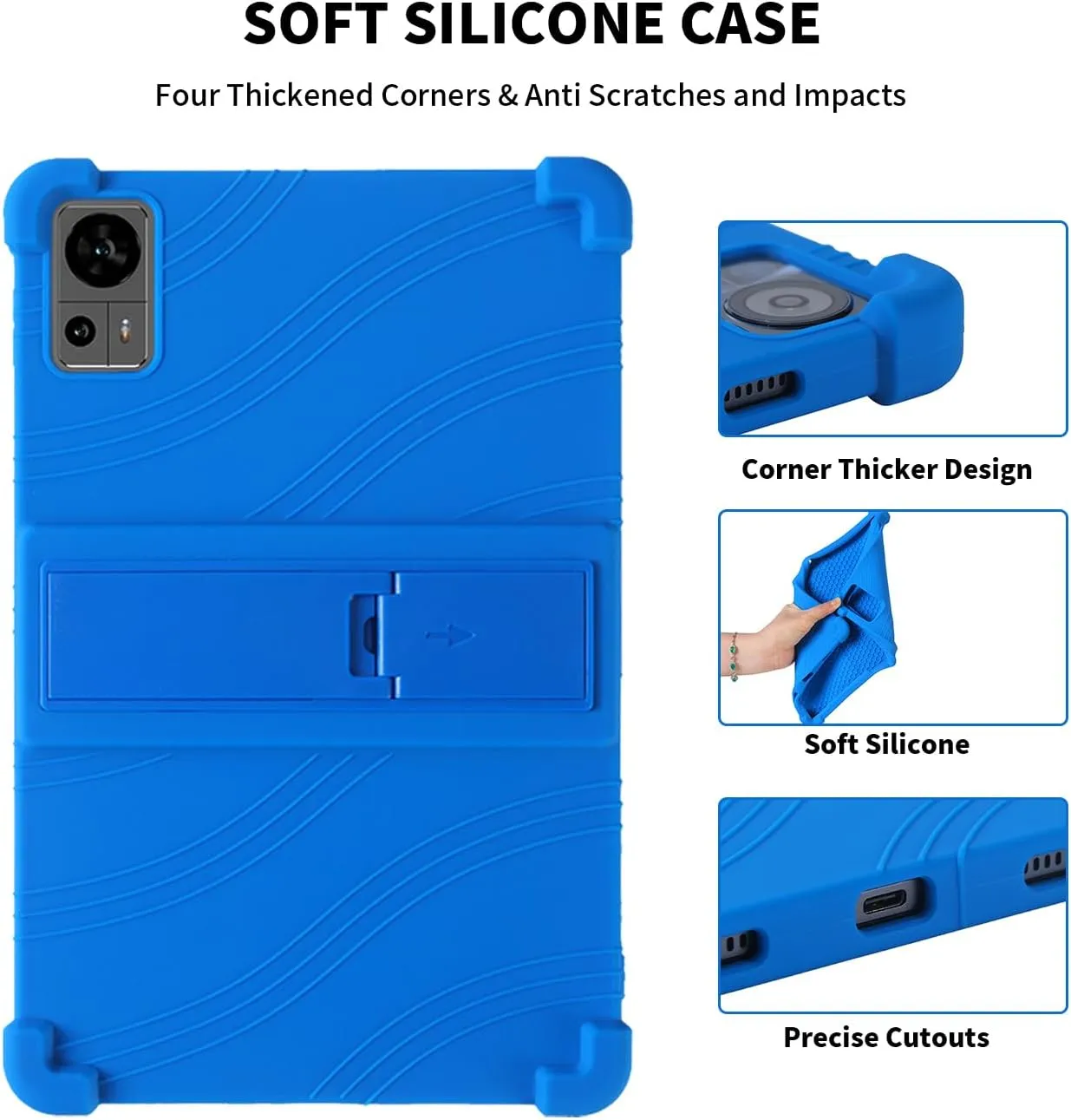 Case for TECLAST T60 Tablet 12 Inch, Kids Friendly Soft Silicone with Adjustable Stand Full Protection Shockproof Case Cover for TECLAST T60 12 Inch Tablet (Blue)