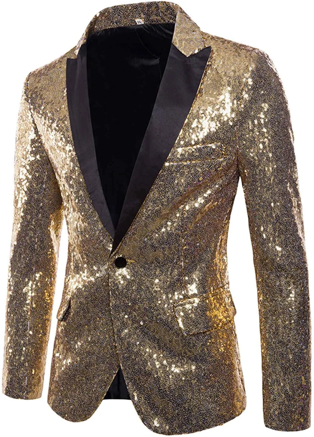 Casual Two Buttons Notched Lapel Suit Jacket Men Shiny Sequin Blazers Tuxedo Two Buttons Lightweight Business