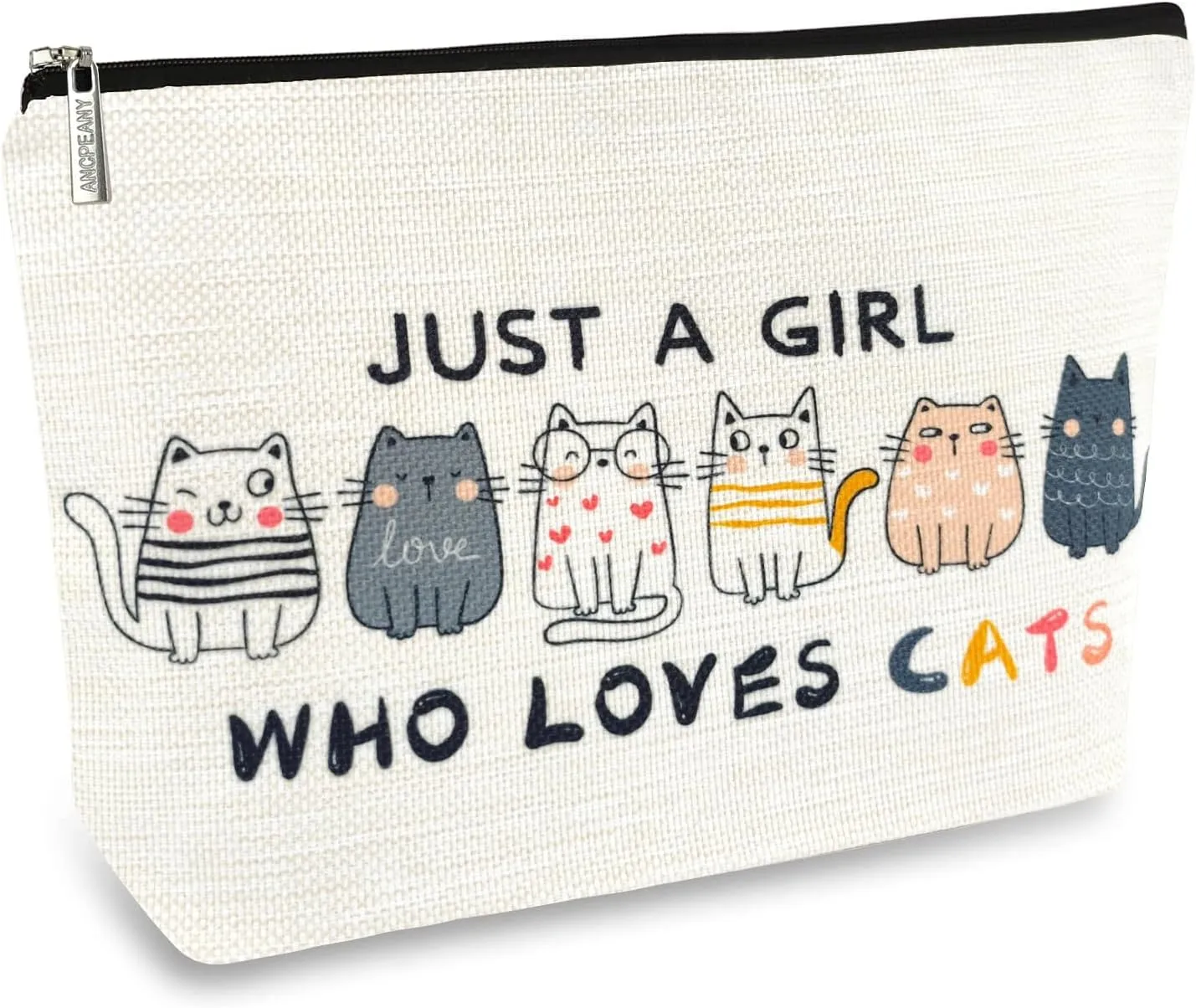 Cat Themed Makeup Bags for Women & Girls - Cute Travel Cosmetic Bags with Zipper Pouch - Funny Cat Mom Gifts for Birthday & Christmas