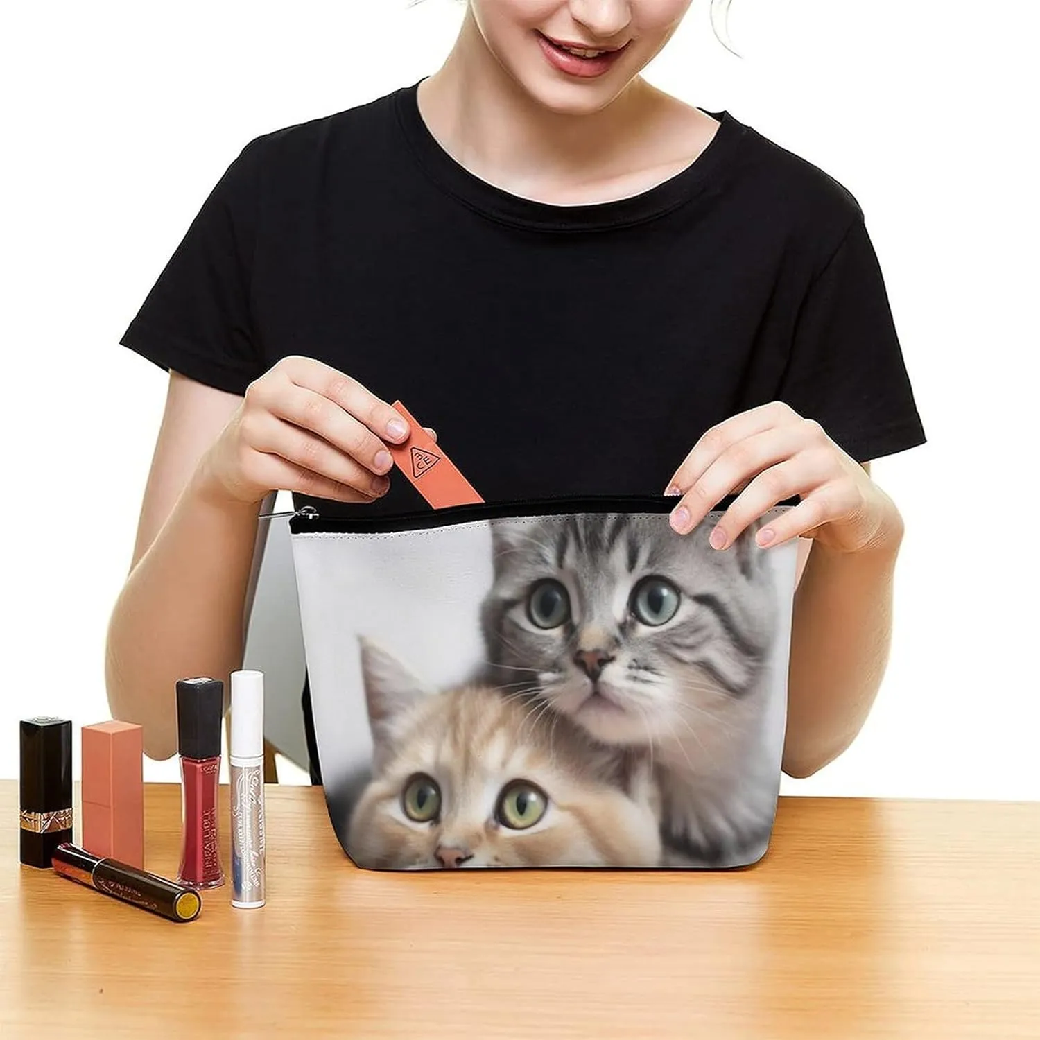 Cats Cosmetic Bag Portable Toiletry Bag Large Capacity Travel Makeup Bags Beauty Makeup Organizer for Full-Sized Shampoo Conditioner Brushes Set Makeup Accessories