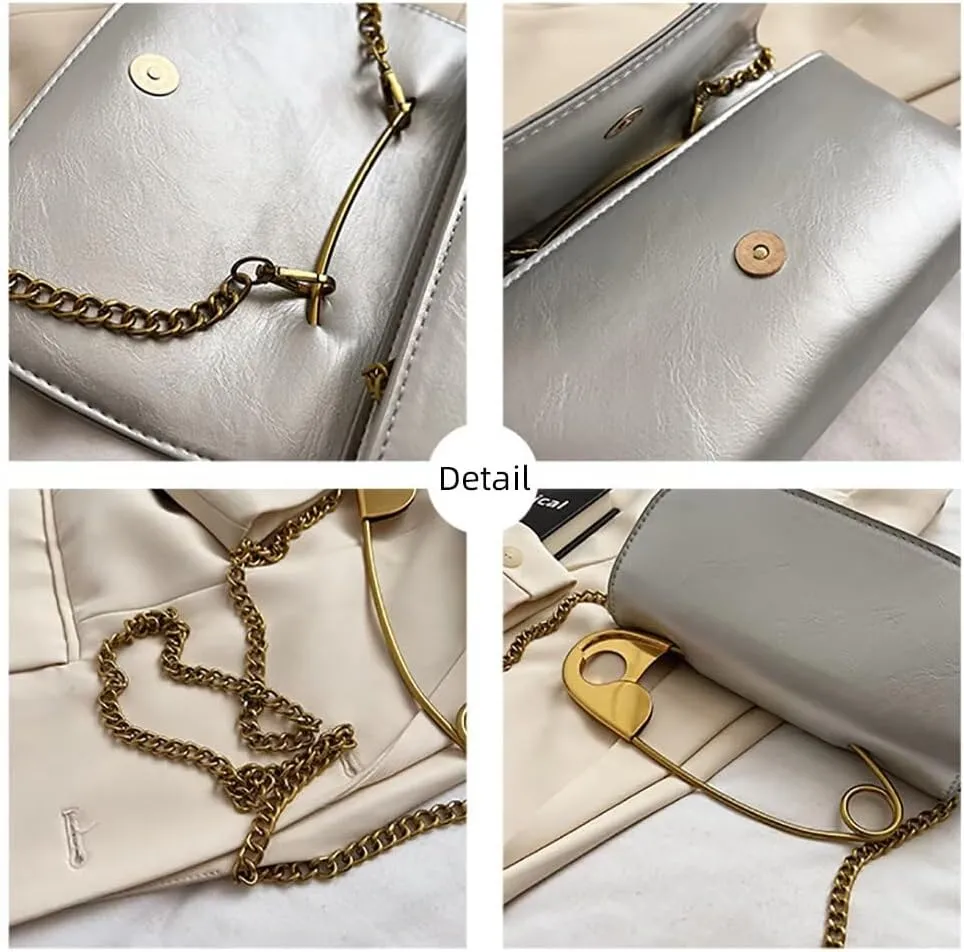 Chain Crossbody Purse for Women Stylish Top Handle Bag PU Leather Shoulder Bag Designer Clutch Purse Hobo Tote Handbag