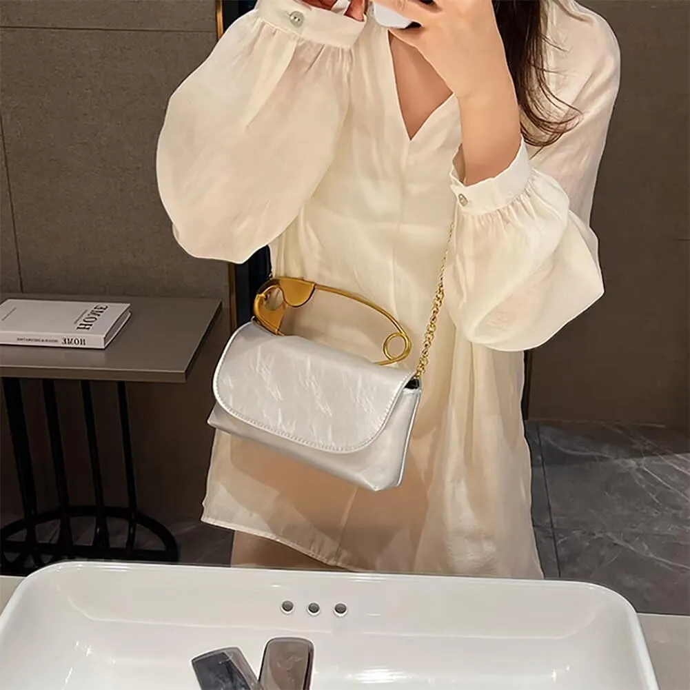 Chain Crossbody Purse for Women Stylish Top Handle Bag PU Leather Shoulder Bag Designer Clutch Purse Hobo Tote Handbag