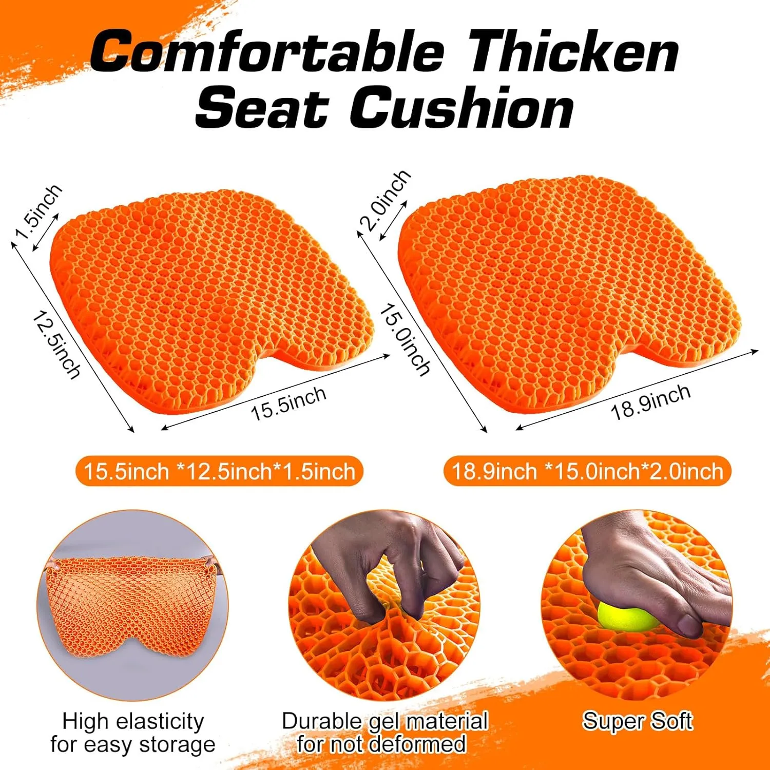 CHANGE MOORE Anti-Slip Boat Seat Cushion: Thicken Canoe Accessories Comfortable Waterproof Gel Paddle Board Seat Kayak Accessories for Enhanced Kayak Seating Experience Orange M