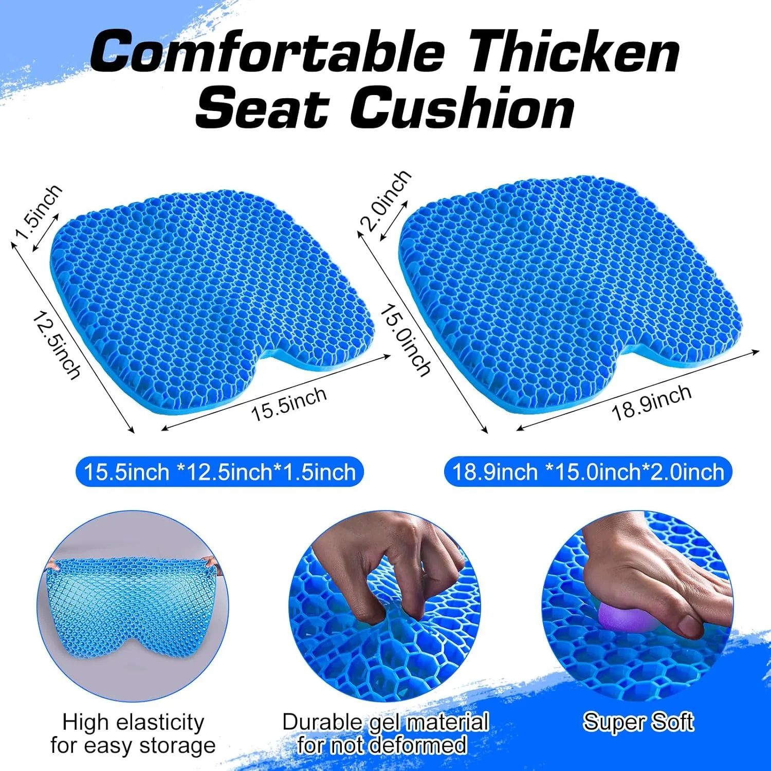 CHANGE MOORE Anti-Slip Paddle Board Seat: Comfortable Thicken Kayak Seat Cushion Waterproof Gel Canoe Seat Kayak Accessories for Enhanced Kayak Seating Experience Blue M