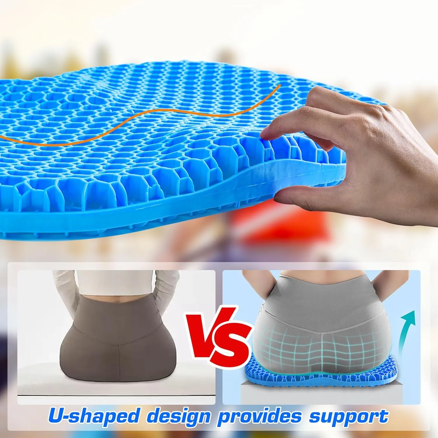 CHANGE MOORE Anti-Slip Paddle Board Seat: Comfortable Thicken Kayak Seat Cushion Waterproof Gel Canoe Seat Kayak Accessories for Enhanced Kayak Seating Experience Blue M