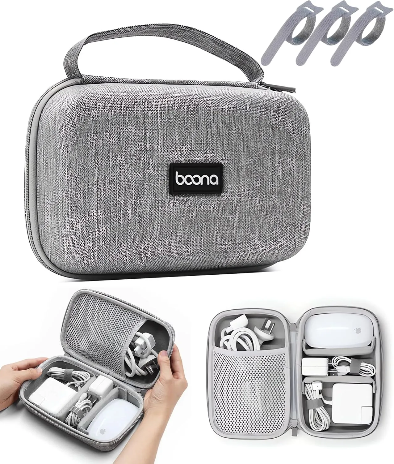 Charger Case for MacBook, 7.9"x4.7" Computer Charger Organizer, Apple Magic Mouse Apple Pencil USB Flash Disk SD Card Small Portable Accessories Bag (Grey)…