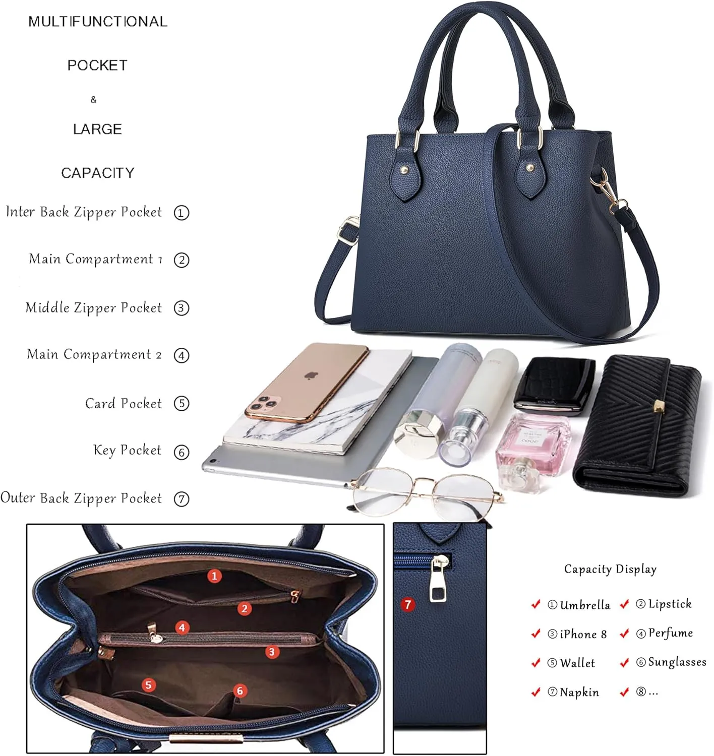 CHICAROUSAL Purses and Handbags for Women Leather Crossbody Bags Women's Tote Shoulder Bag