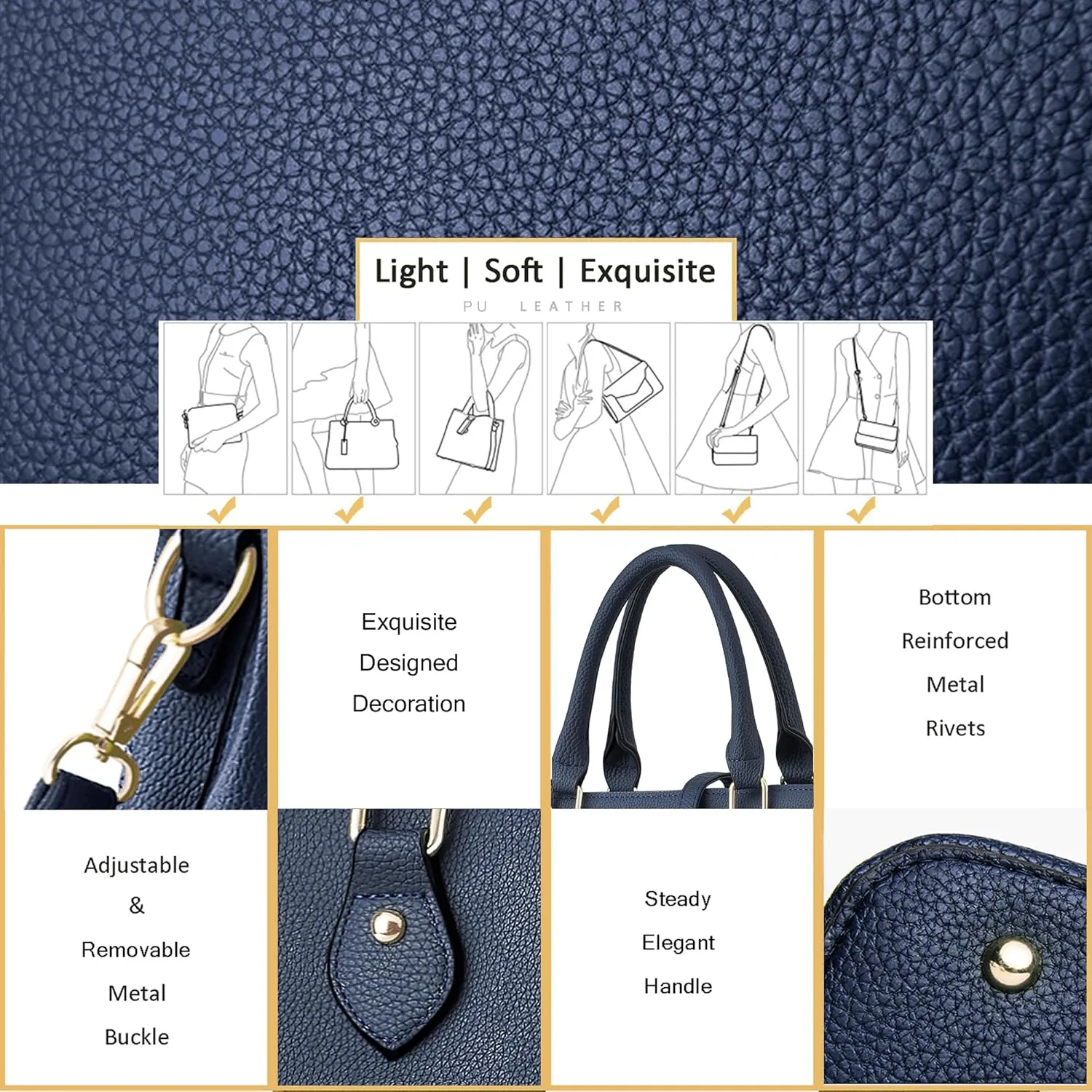 CHICAROUSAL Purses and Handbags for Women Leather Crossbody Bags Women's Tote Shoulder Bag