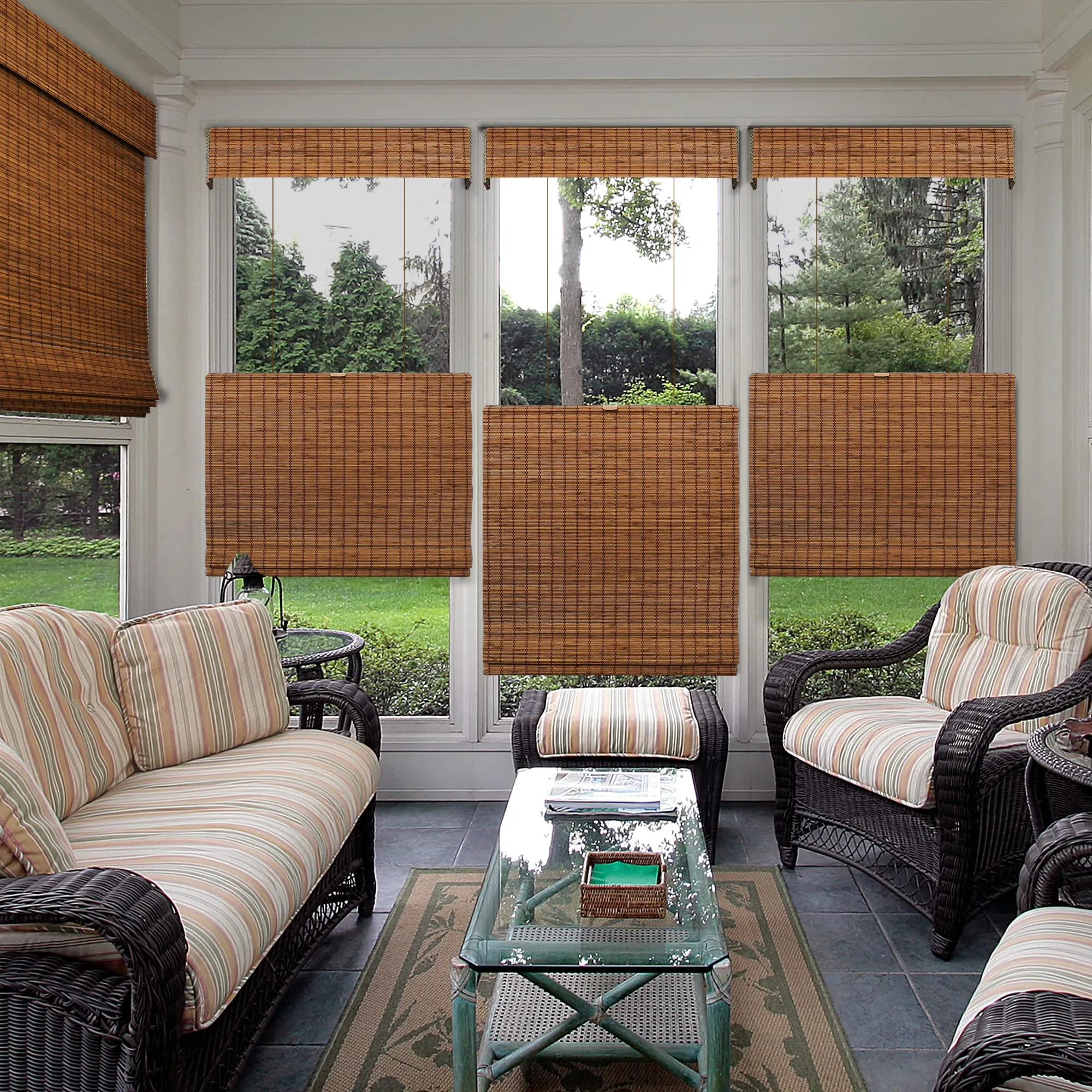 CHICOLOGY Top Down Bottom Up Cordless Bamboo Blinds, Bamboo Blinds, Roman Window Shade, Window Shade Roman, Patio Blinds and Shades, Porch Shades Outdoor Roll Up, Frost, 35" W X 64" H