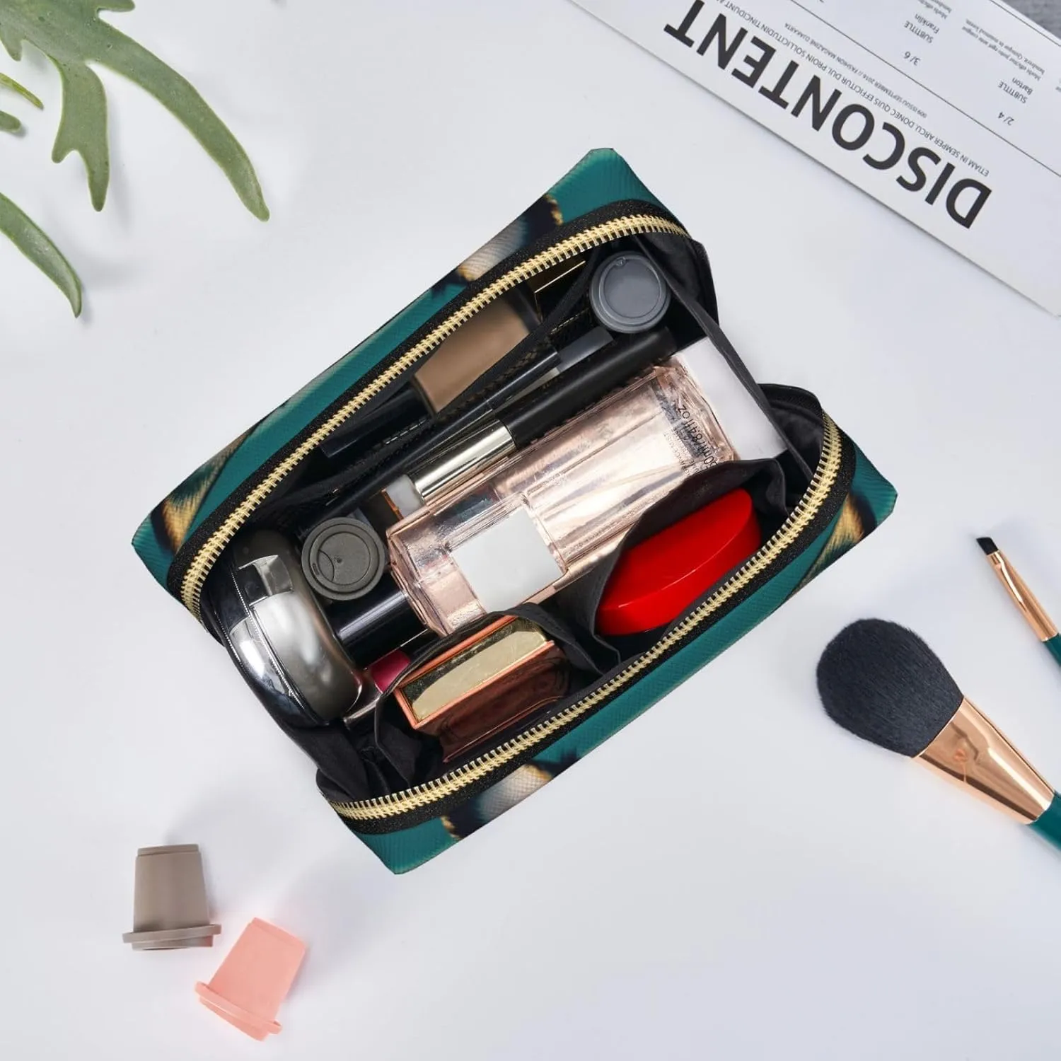 Chihuahua Dog Glasses Leather Toiletry Organizer Bag, Travel-Friendly Makeup Pouch For Women