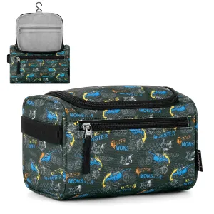Choco Mocha Kids Toiletry Bag for Boys, Travel Waterproof Hanging Toiletry Bag for Boys, Truck Black