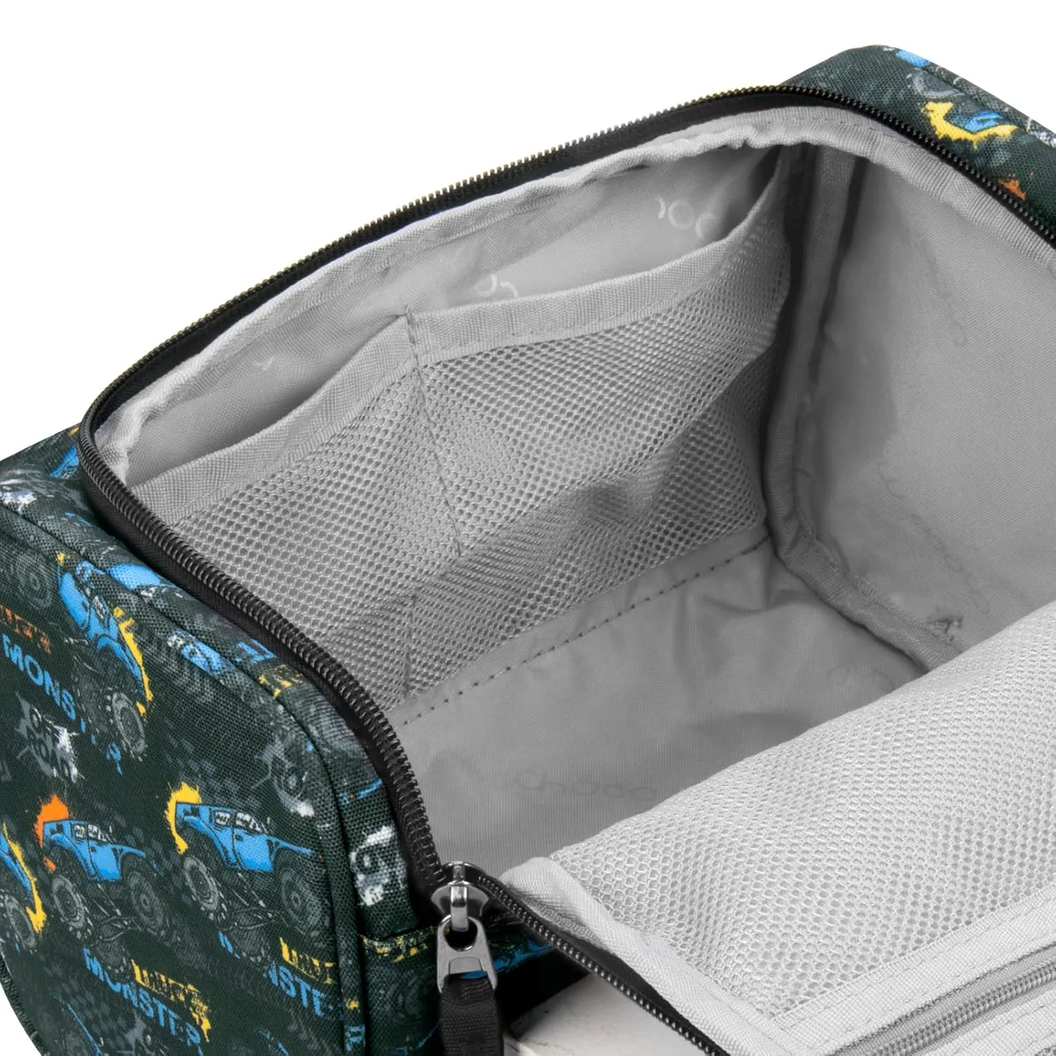 Choco Mocha Kids Toiletry Bag for Boys, Travel Waterproof Hanging Toiletry Bag for Boys, Truck Black