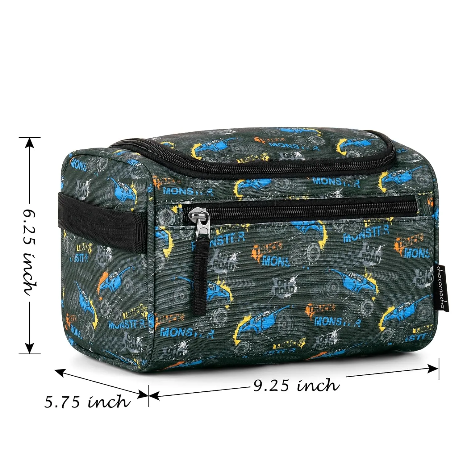 Choco Mocha Kids Toiletry Bag for Boys, Travel Waterproof Hanging Toiletry Bag for Boys, Truck Black