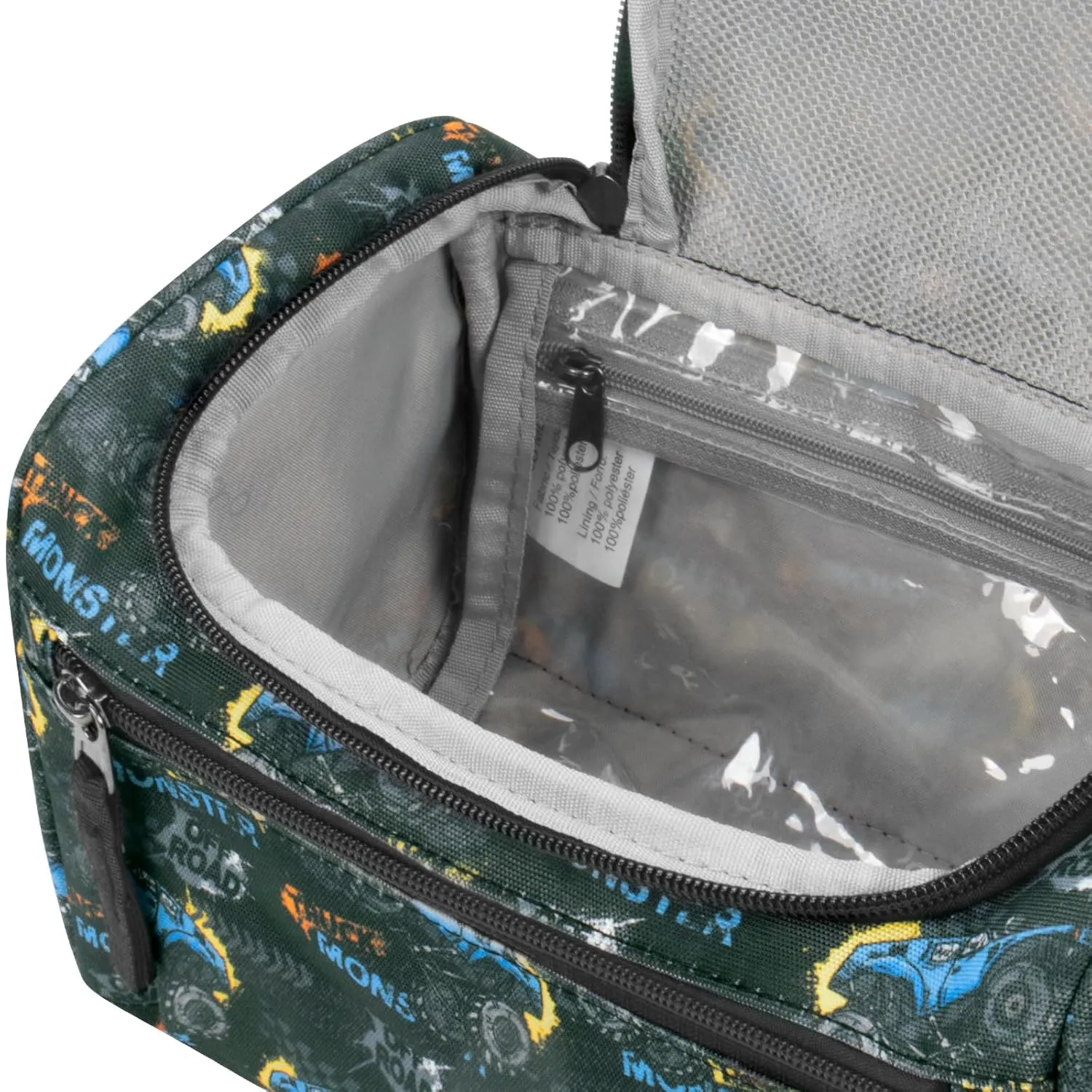 Choco Mocha Kids Toiletry Bag for Boys, Travel Waterproof Hanging Toiletry Bag for Boys, Truck Black