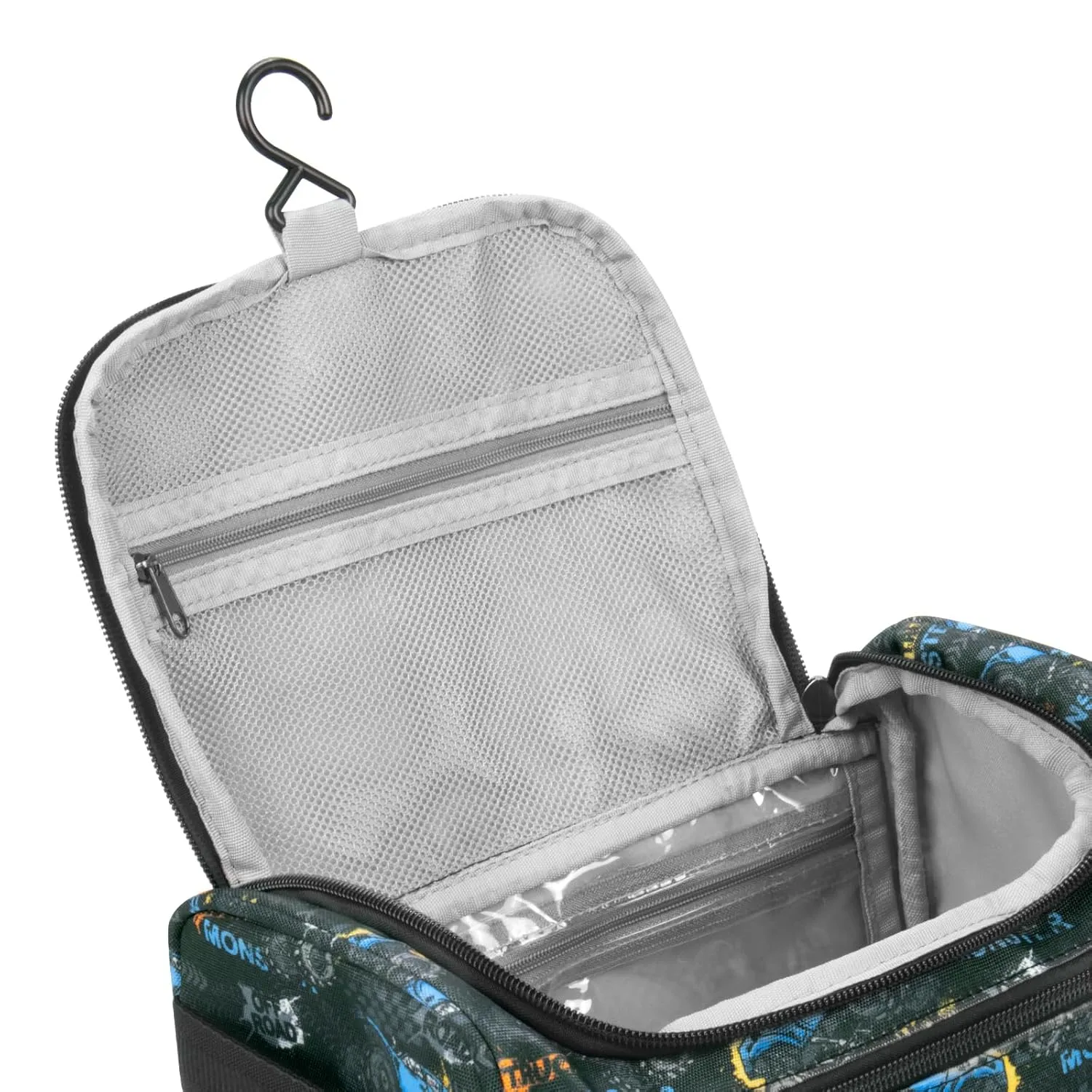 Choco Mocha Kids Toiletry Bag for Boys, Travel Waterproof Hanging Toiletry Bag for Boys, Truck Black