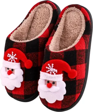 Christmas Slippers for Womens Mens Plush Warm Christmas Reindeer Moose Santa Claus Elk Slippers Winter Soft Fuzzy House Slippers Cozy Indoor Shoes, Christmas Gifts For Girls Wife Girlfriend