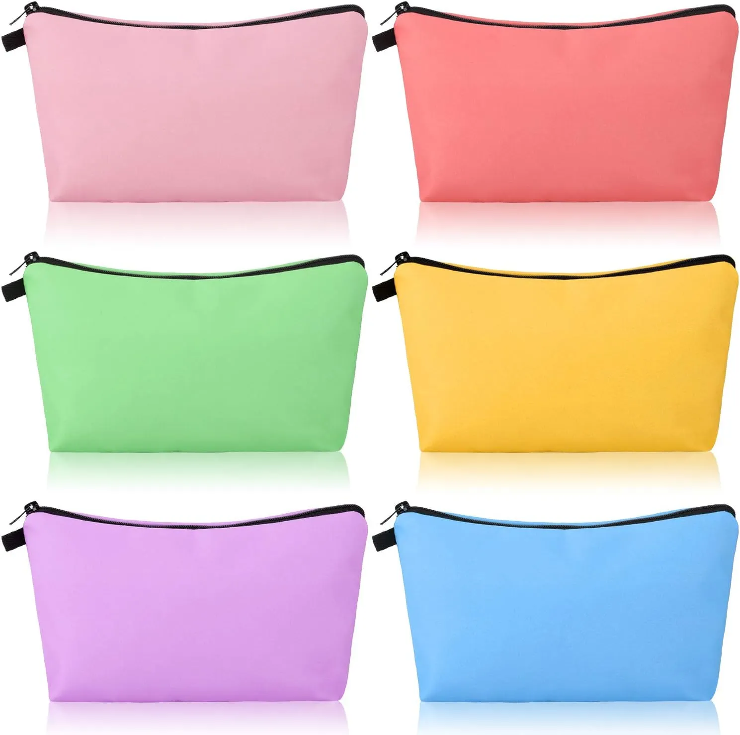 Chuangdi 6 Pieces Makeup Bag Toiletry Pouch Waterproof Cosmetic Bag with Zipper Travel Packing Pouch 8.7 x 5.3 Inch Small Cosmetic Organizer Accessory for Women and Men(Bright Style)
