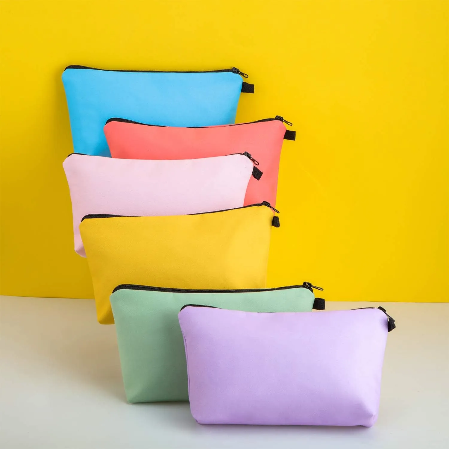 Chuangdi 6 Pieces Makeup Bag Toiletry Pouch Waterproof Cosmetic Bag with Zipper Travel Packing Pouch 8.7 x 5.3 Inch Small Cosmetic Organizer Accessory for Women and Men(Bright Style)