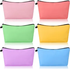 Chuangdi 6 Pieces Makeup Bag Toiletry Pouch Waterproof Cosmetic Bag with Zipper Travel Packing Pouch 8.7 x 5.3 Inch Small Cosmetic Organizer Accessory for Women and Men(Bright Style)