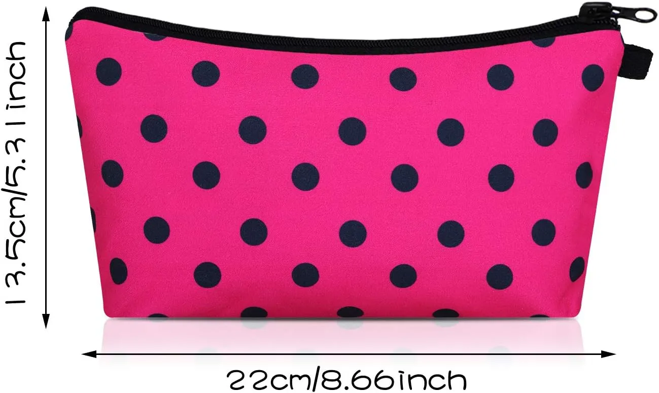 Chuangdi 6 Pieces Makeup Bag Toiletry Pouch Waterproof Cosmetic Bag with Zipper Travel Packing Pouch 8.7 x 5.3 Inch Small Cosmetic Organizer Accessory for Women and Men(Polka Dots Style)