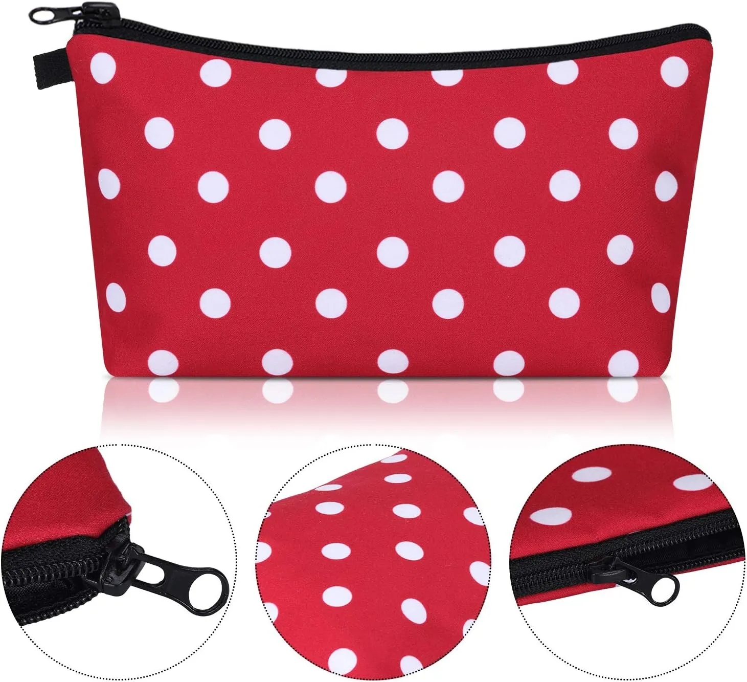 Chuangdi 6 Pieces Makeup Bag Toiletry Pouch Waterproof Cosmetic Bag with Zipper Travel Packing Pouch 8.7 x 5.3 Inch Small Cosmetic Organizer Accessory for Women and Men(Polka Dots Style)