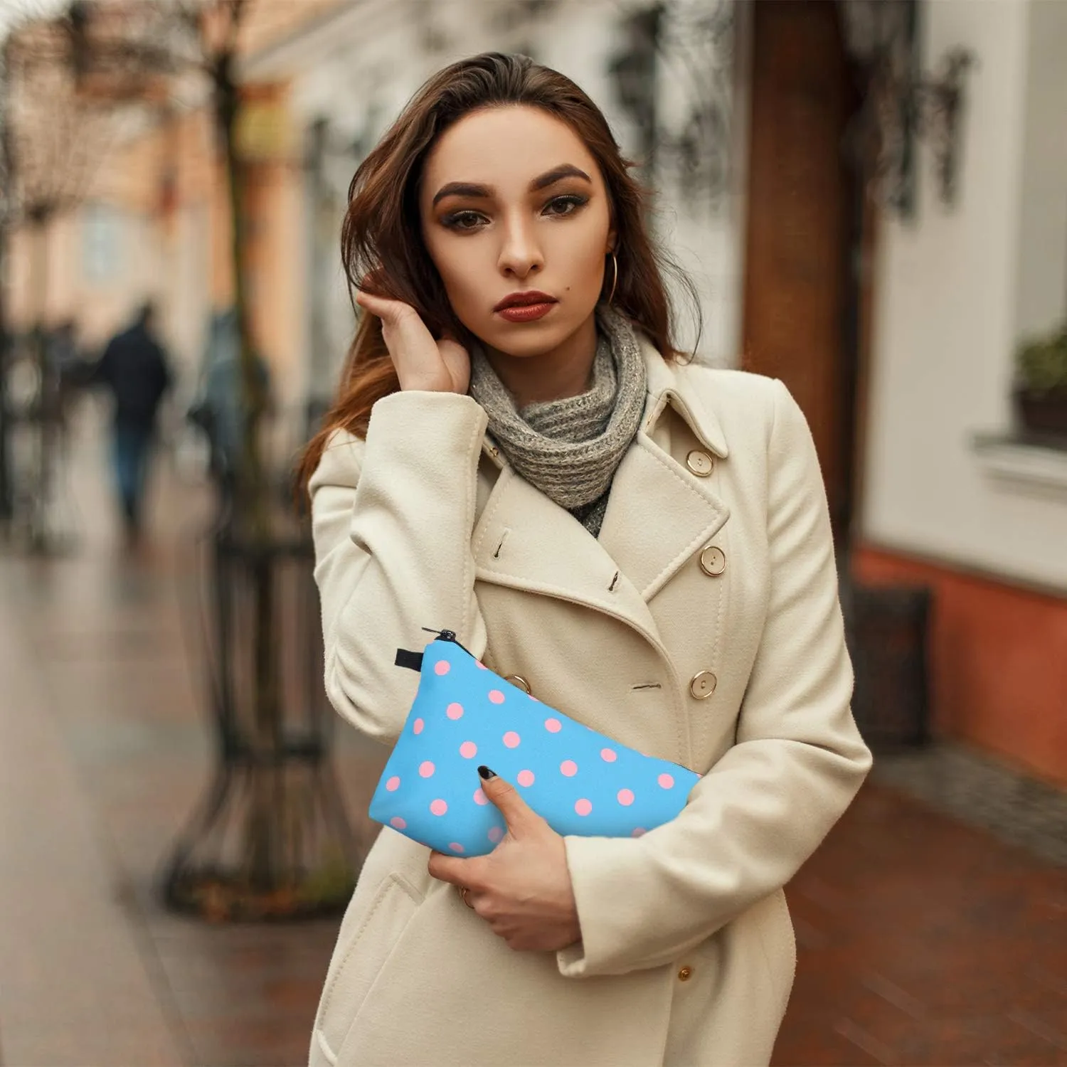 Chuangdi 6 Pieces Makeup Bag Toiletry Pouch Waterproof Cosmetic Bag with Zipper Travel Packing Pouch 8.7 x 5.3 Inch Small Cosmetic Organizer Accessory for Women and Men(Polka Dots Style)