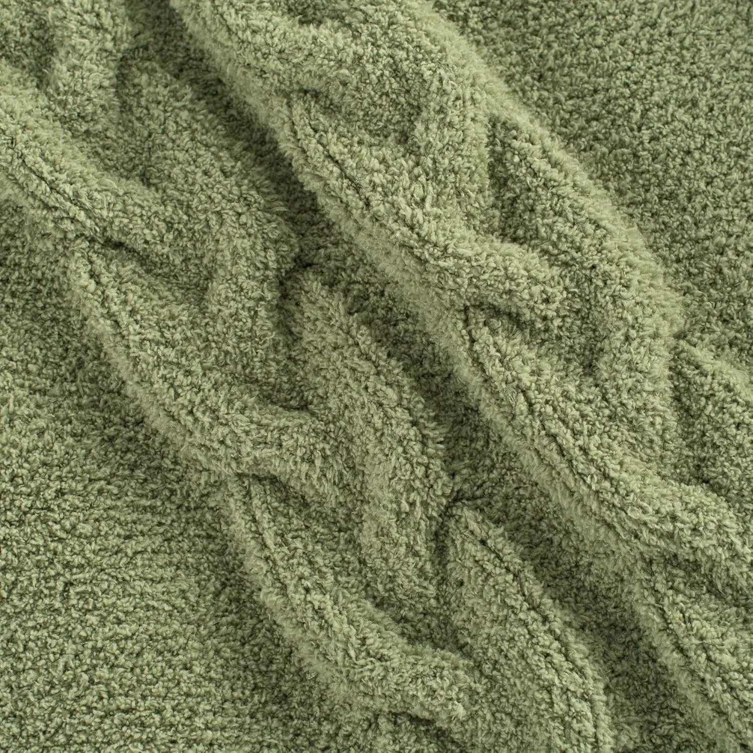 Chunky Knit Blanket Super Soft Cable Fluffy Microfiber Cozy Warm Winter Blankets for Couch Sofa Bed Twin Size 60"X80" Olive Green