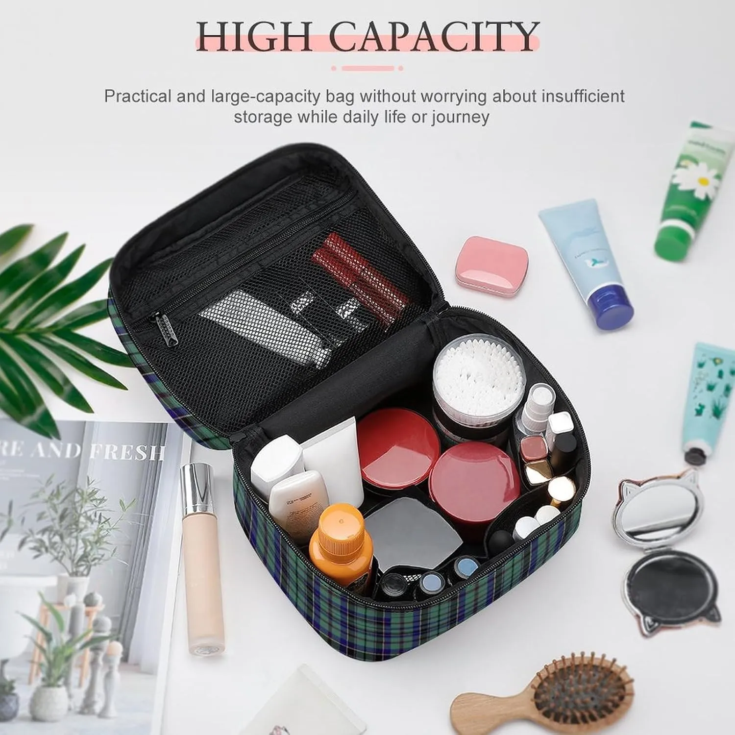 Clan Stevenson Tartan Large Capacity Soft And High-value Practical Makeup And Wash Bag