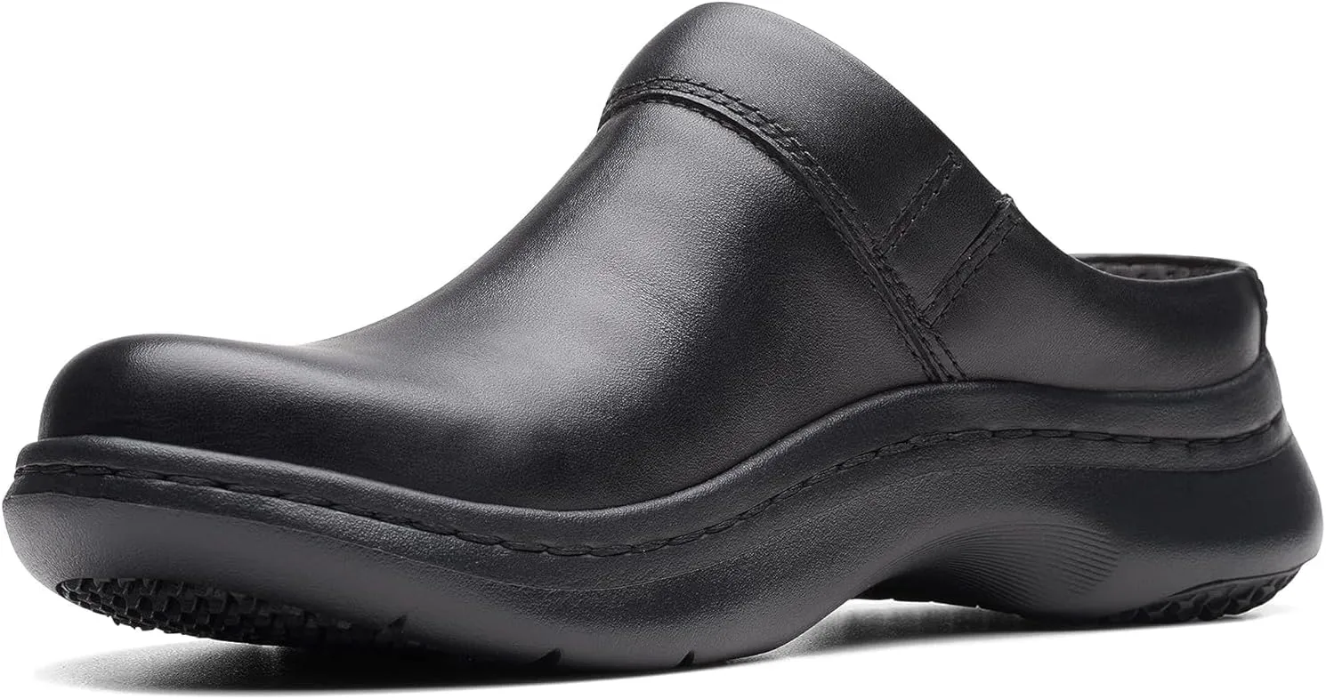Clarks Unisex ClarksPro Clog Sneaker, Black Leather, 9 US Women