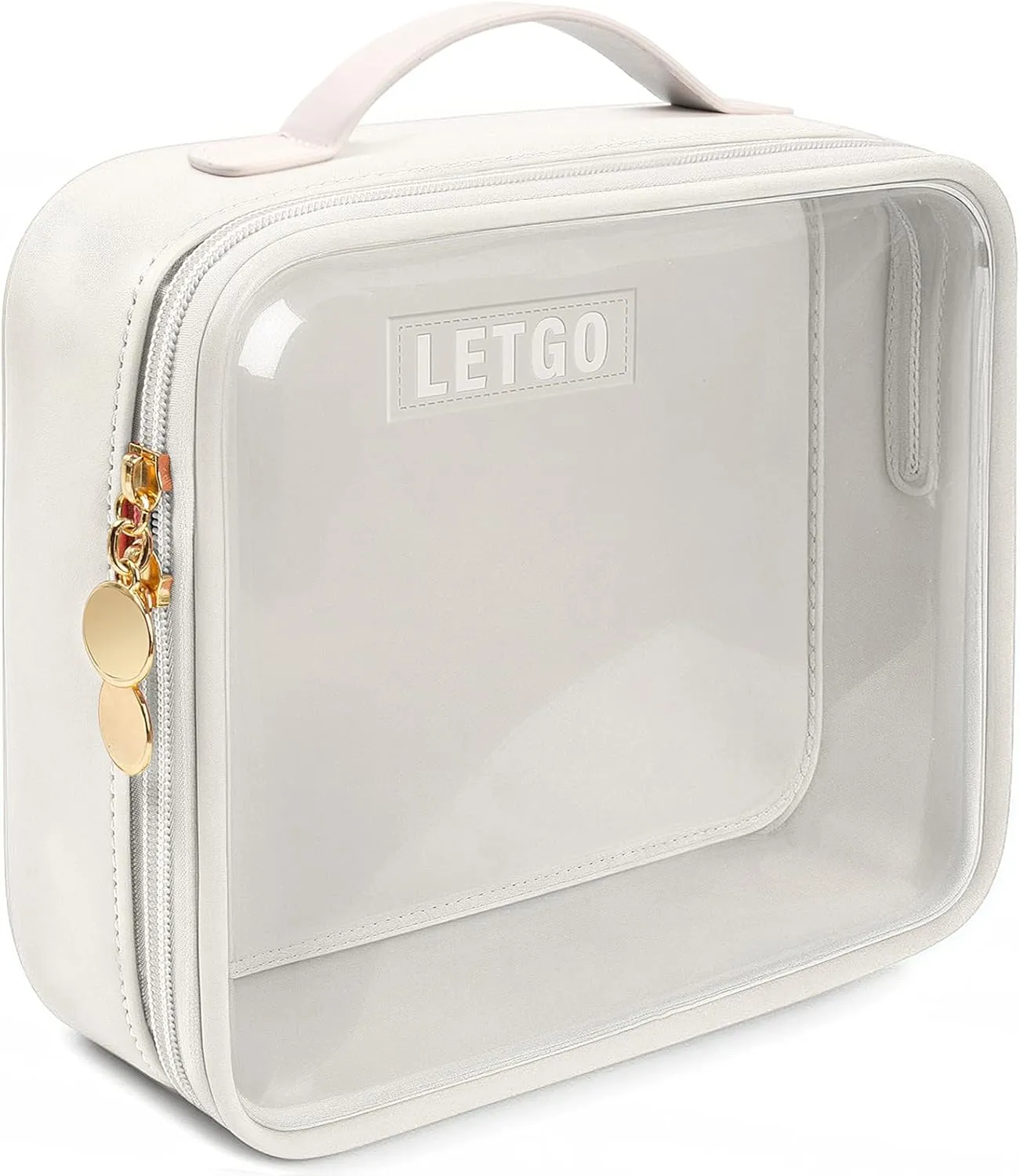 Clear Makeup Bags - Valentines Day Gifts for Her-TSA Approved Toiletry Bag with Handle Large Opening,Clear Toiletry Bags for Traveling Travel Essentials Travel Size Toiletries Accessories(Large White)