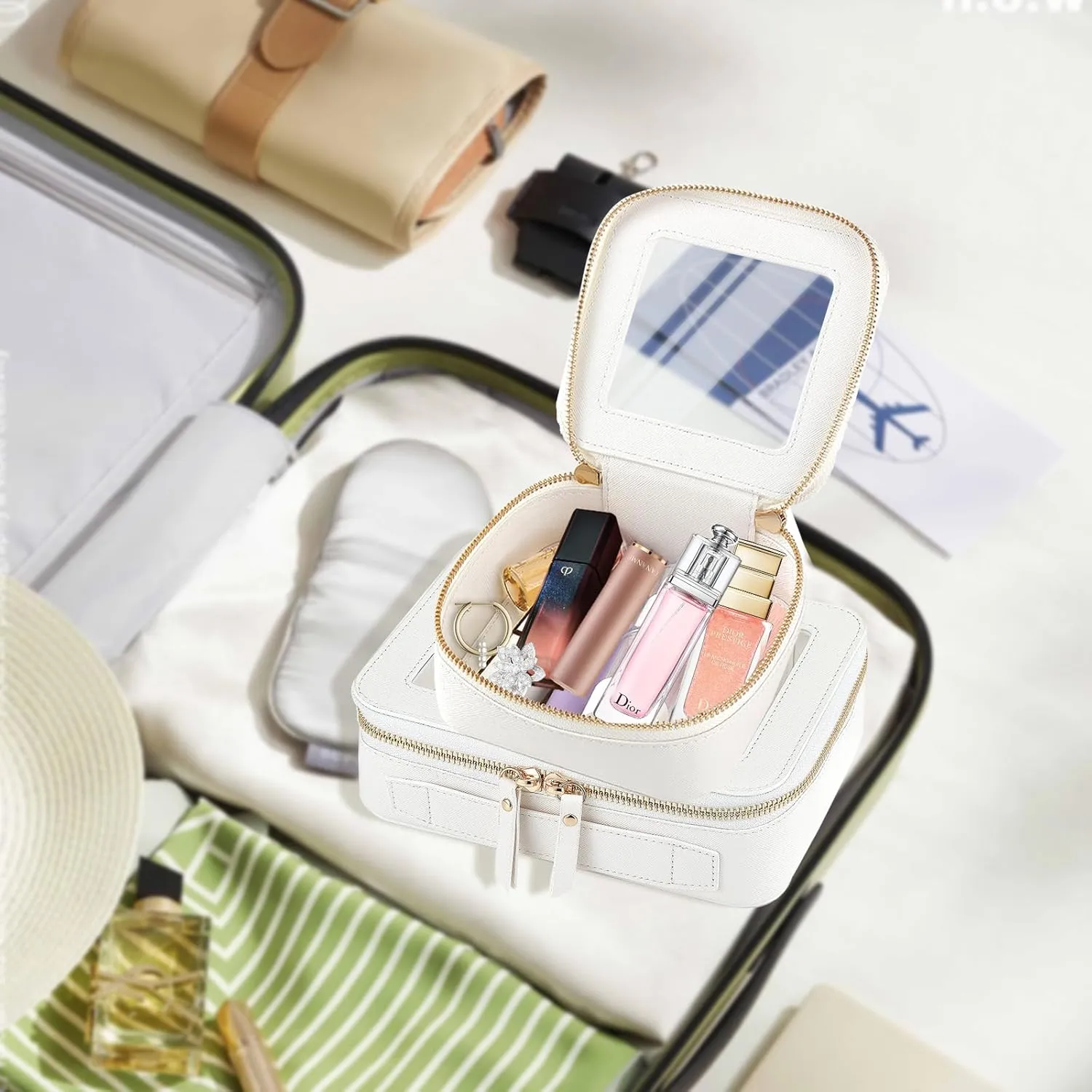 Clear Toiletry Bag and Mini Makeup Bag with Zipper Set is a Convenient, Waterproof Toiletry Bag for Travel and Essentials for Women on the Go(Black, M MINI)
