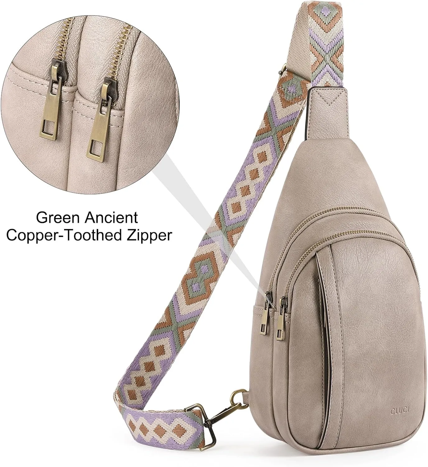 CLUCI Crossbody Bags for Women - Sling Backpack Travel Bag in Leather