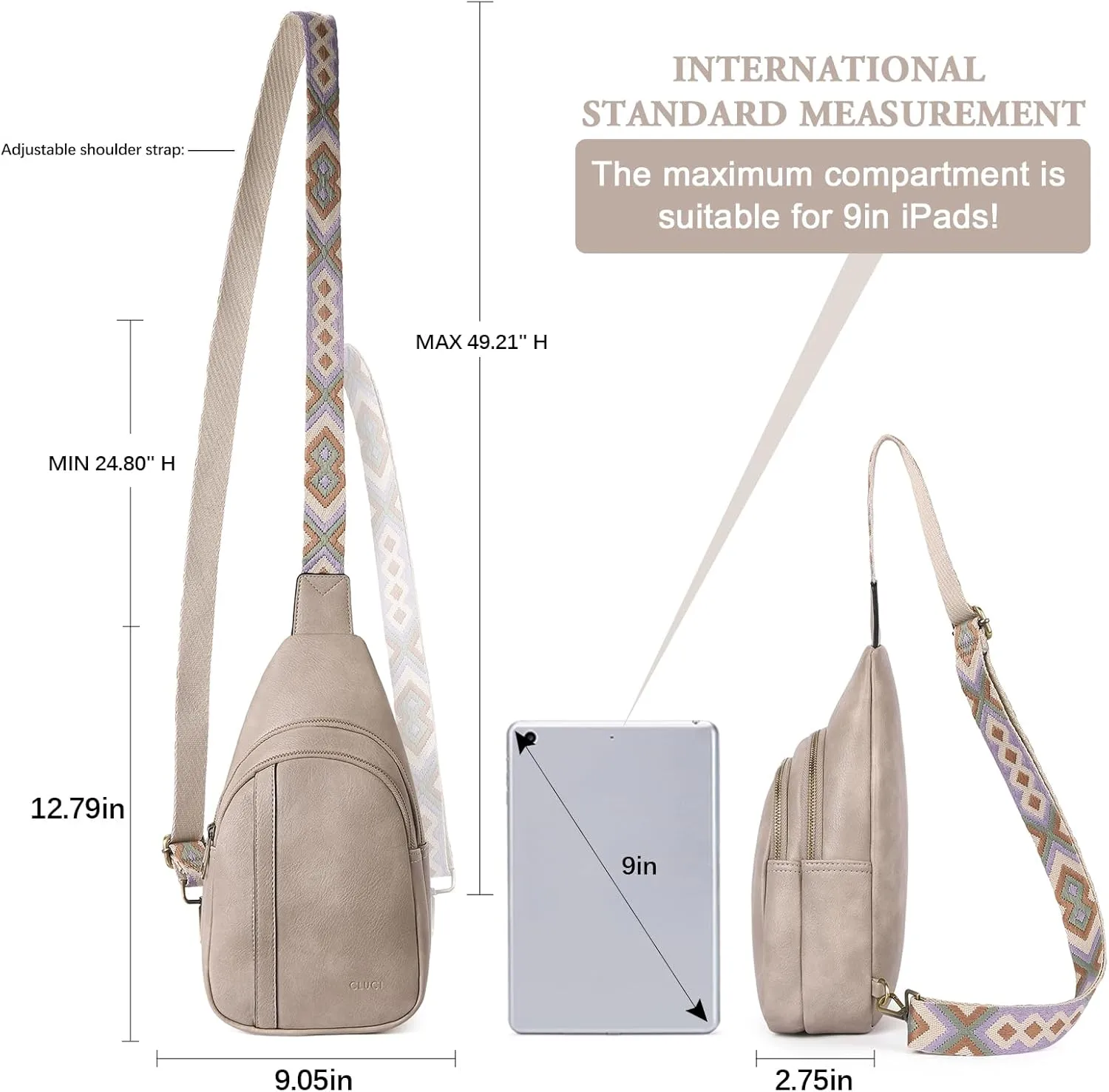 CLUCI Crossbody Bags for Women - Sling Backpack Travel Bag in Leather