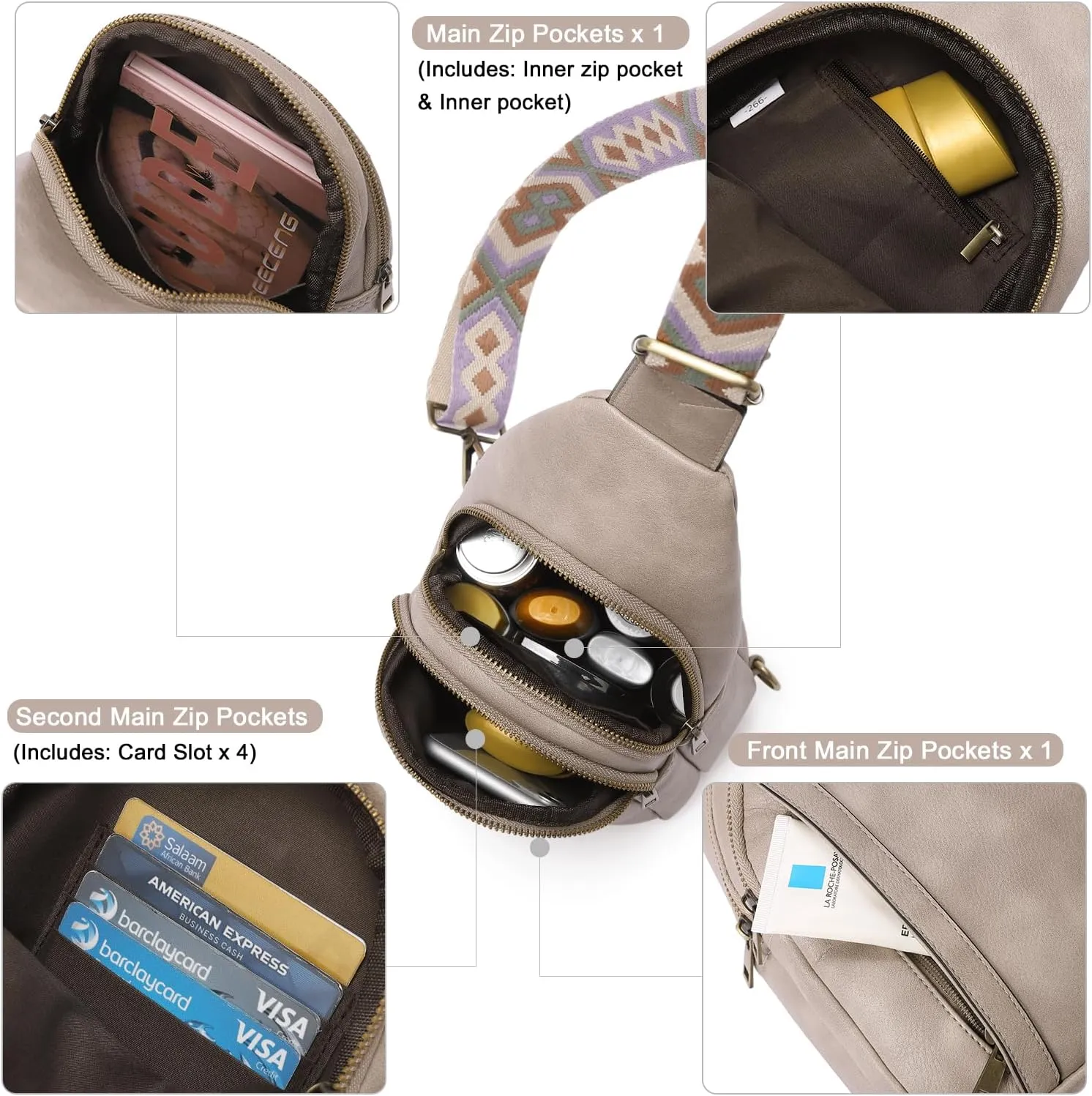CLUCI Crossbody Bags for Women - Sling Backpack Travel Bag in Leather